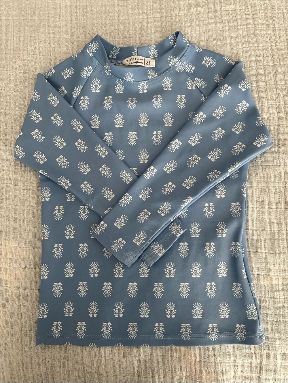 Minnow Swim Blue Block Print Rashguard Set 2T - Picture 2 of 7